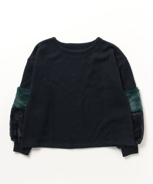 STYLEBLOCK（スタイルブロック）の「サカリバ起毛×フェイクファースリーブプルオーバー（Tシャツ/カットソー・レディース・ブラウン/アイボリー/ネイビー/ブラック・M）」の4枚目の写真