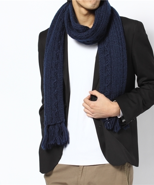 BEAMS(ビームス)の「□BEAMS / ケーブル マフラー(マフラー・メンズ・ナチュラル/グレー/ネイビー・ONE SIZE)」の3枚目の写真