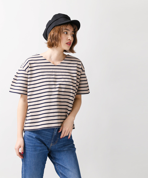 WEGO（ウィゴー）の「WEGO/バスクボーダーレースアップTシャツ（Tシャツ/カットソー・レディース・ブルー系その他3/ホワイト系その他2/ベージュ系その他3・FREE）」の22枚目の写真