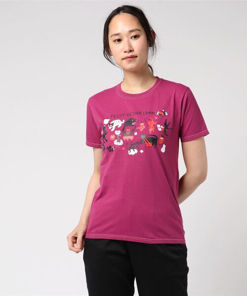 FRUIT OF THE LOOM(フルーツオブザルーム)の「WEB限定 FRUIT OF THE LOOM/フルーツオブザルーム Aimi Odawara Tシャツ (Tシャツ/カットソー・レディース・ホワイト/ワインレッド・LARGE/MEDIUM/SMALL/X-SMALL)」の1枚目の写真