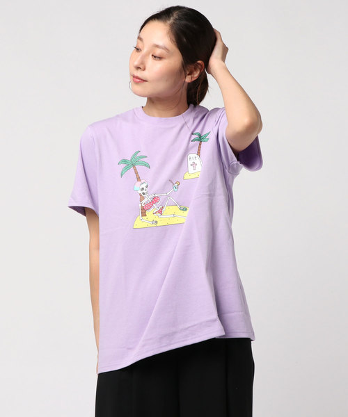PUNYUS（プニュズ）の「スカルTシャツ（Tシャツ/カットソー・レディース・ホワイト/ブラック/グリーン/ライトパープル・1/2/4/3）」の4枚目の写真