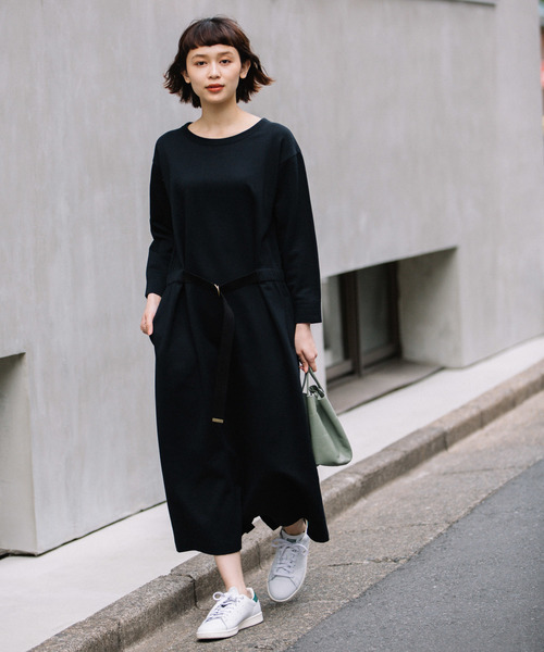 4842【美品】45R US裏毛のドレス スウェットワンピース グレー 4842