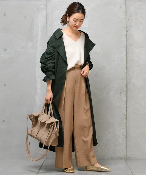 DouDou(ドゥドゥ)の「ドルマントレンチコート(その他アウター・レディース・ベージュ/グリーン・FREE)」の1枚目の写真