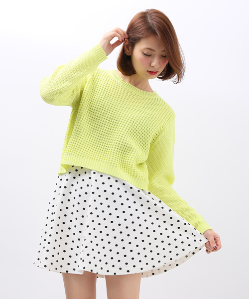 WEGO（ウィゴー）の「WEGO/チャンキーショートニット（ニット/セーター・レディース・ホワイト/グリーン系その他/ブルー/杢グレー・FREE）」の4枚目の写真