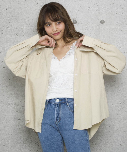 LUGG NAGG(ラグナグ)の「【Jewelobe/ ジュエローブ】タイプライタービッグシャツ(シャツ/ブラウス・レディース・ホワイト/ベージュ/ピンク/グリーン・FREE)」の2枚目の写真