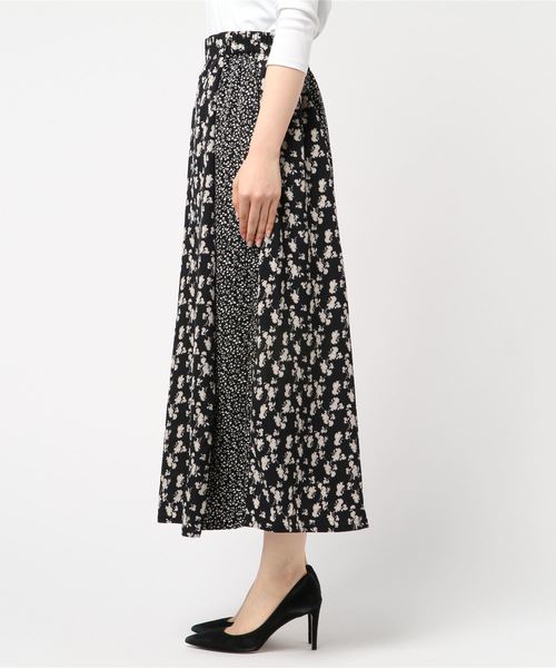黒 花柄 パッチワークスカート reca（レカ）の「【zozotown限定】花柄パッチワークスカート（スカート