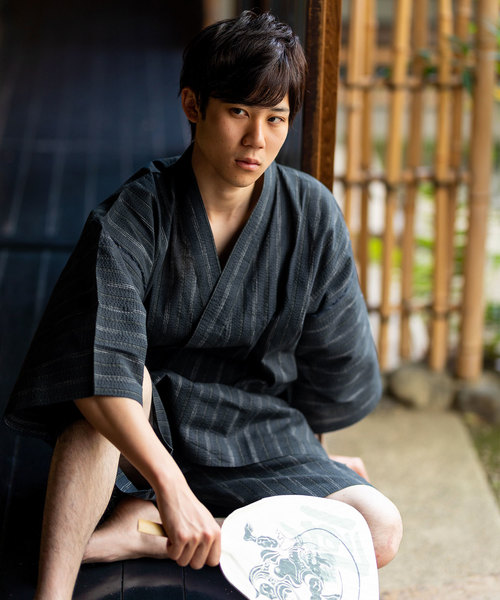 甚平 メンズ しじら織り綿麻甚平（浴衣）｜KIMONOMACHI（キモノマチ）