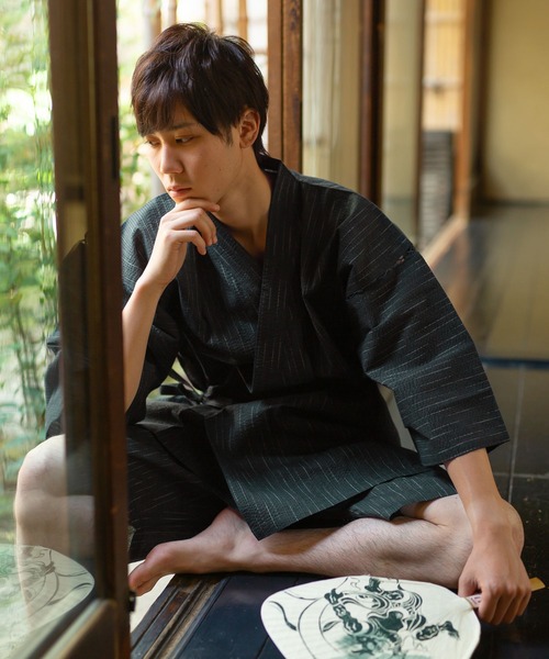 甚平 メンズ しじら織り綿麻甚平（浴衣）｜KIMONOMACHI（キモノマチ）