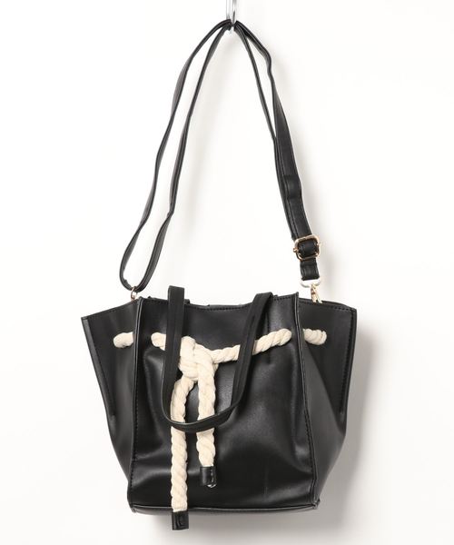 KOBE LETTUCE（コウベレタス）の「ポーチ付きロープベルトトートバッグ（ハンドバッグ・レディース・ブラック/グレー/ブルー/ブラウン系その他・FREE）」の2枚目の写真