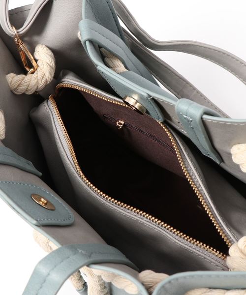 KOBE LETTUCE（コウベレタス）の「ポーチ付きロープベルトトートバッグ（ハンドバッグ・レディース・ブラック/グレー/ブルー/ブラウン系その他・FREE）」の21枚目の写真