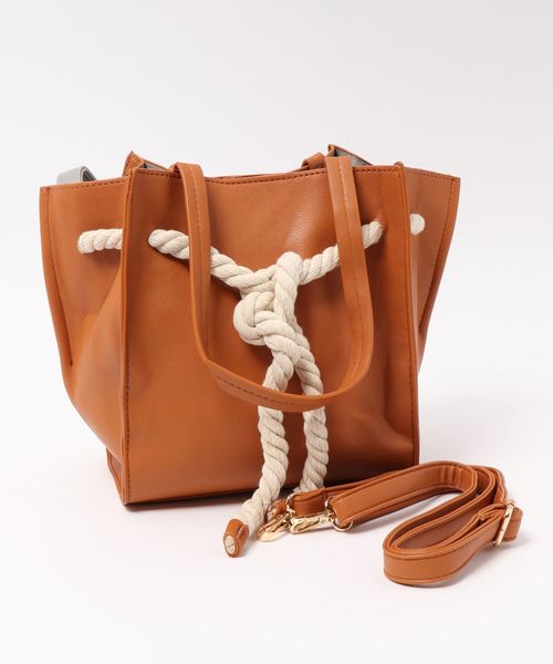 KOBE LETTUCE（コウベレタス）の「ポーチ付きロープベルトトートバッグ（ハンドバッグ・レディース・ブラック/グレー/ブルー/ブラウン系その他・FREE）」の5枚目の写真