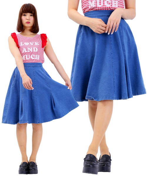 WEGO（ウィゴー）の「WEGO/カットデニムミディ丈スカート（デニムスカート・レディース・インディゴブルー/ダークインディゴブルー・FREE）」の13枚目の写真