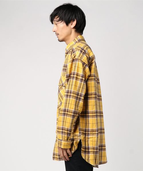 SUGGESTION(サジェッション)の「【SUGGESTION】チェックビッグポケット長袖シャツ(シャツ/ブラウス・メンズ・ベージュ/イエロー/ブラック・FREE)」の4枚目の写真