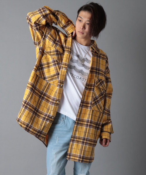 SUGGESTION(サジェッション)の「【SUGGESTION】チェックビッグポケット長袖シャツ(シャツ/ブラウス・メンズ・ベージュ/イエロー/ブラック・FREE)」の3枚目の写真