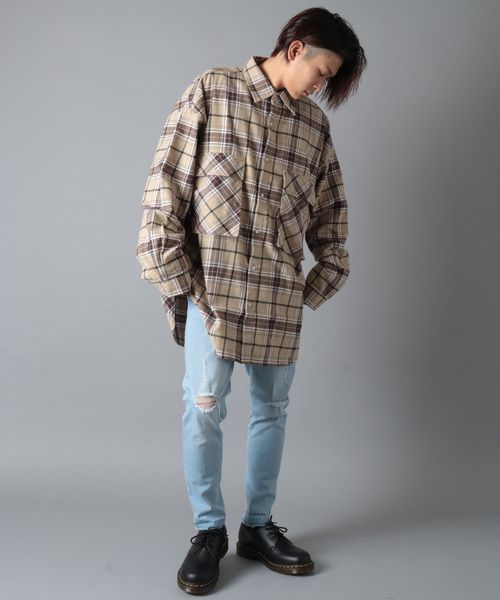 SUGGESTION(サジェッション)の「【SUGGESTION】チェックビッグポケット長袖シャツ(シャツ/ブラウス・メンズ・ベージュ/イエロー/ブラック・FREE)」の6枚目の写真