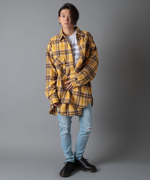SUGGESTION(サジェッション)の「【SUGGESTION】チェックビッグポケット長袖シャツ(シャツ/ブラウス・メンズ・ベージュ/イエロー/ブラック・FREE)」の10枚目の写真