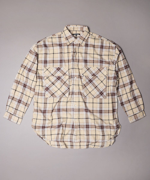 SUGGESTION(サジェッション)の「【SUGGESTION】チェックビッグポケット長袖シャツ(シャツ/ブラウス・メンズ・ベージュ/イエロー/ブラック・FREE)」の12枚目の写真
