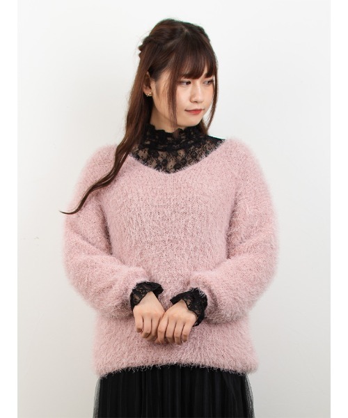 Rojita ロジータ の レースインナー付きシャギーニット ニット セーター Wear