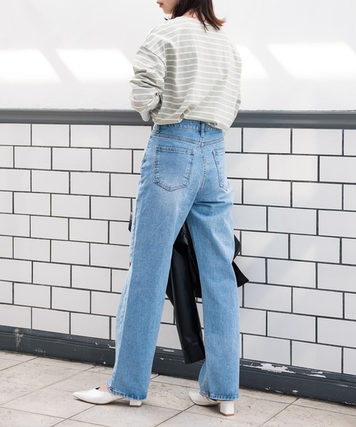 Aunt Marie's（アントマリーズ）の「AUNT MARIE’S　ハイウエストストレートデニム（デニムパンツ・レディース・ブルー・MEDIUM/LARGE/SMALL）」の3枚目の写真