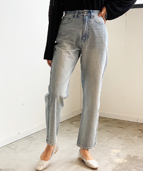 Futier land(フューティアランド)の「ストレートワイドジーンズ(デニムパンツ・レディース・ホワイト/ブルー/ライトブルー/ネイビー/インディゴブルー・SMALL/MEDIUM/LARGE/X-LARGE)」の3枚目の写真