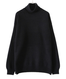 GOLD / ゴールド：PURE CASHMERE KNIT OFF-TURTLE NECK PULLOVER：GL90201[MUS]