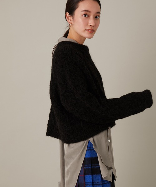 ADAM ET ROPE'（アダムエロペ）の「エコアルパカクロップドプルオーバー（ニット/セーター・レディース・ブラック/ベージュ・FREE）」の15枚目の写真