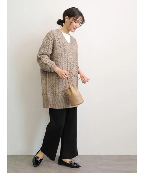 AMERICAN HOLIC(アメリカンホリック)の「リブニットワイドパンツ *(その他パンツ・レディース・ブラウン/ブラック/グレイッシュベージュ・M/L)」の7枚目の写真