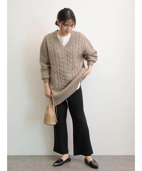 AMERICAN HOLIC(アメリカンホリック)の「リブニットワイドパンツ *(その他パンツ・レディース・ブラウン/ブラック/グレイッシュベージュ・M/L)」の8枚目の写真