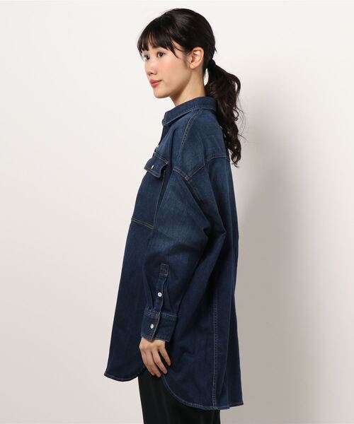 Healthy denim（ヘルシーデニム）の「【 Healthy Denim  /  ヘルシーデニム  】ビッグシャツジャケット　Almond　HL68620-ed/em（シャツ/ブラウス・レディース・ネイビー/ブルー・0）」の3枚目の写真