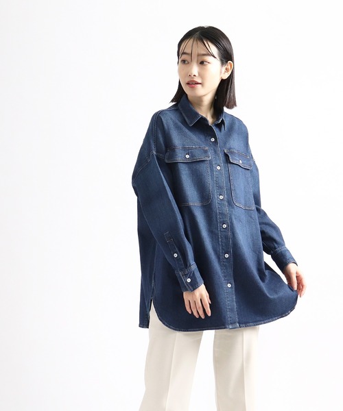 Healthy denim（ヘルシーデニム）の「【 Healthy Denim  /  ヘルシーデニム  】ビッグシャツジャケット　Almond　HL68620-ed/em（シャツ/ブラウス・レディース・ネイビー/ブルー・0）」の7枚目の写真