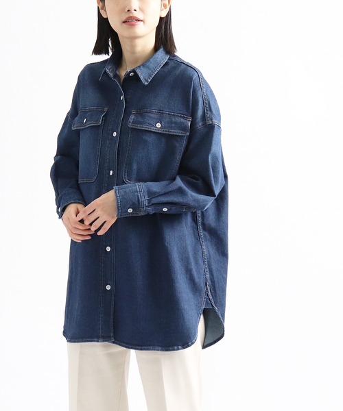 Healthy denim（ヘルシーデニム）の「【 Healthy Denim  /  ヘルシーデニム  】ビッグシャツジャケット　Almond　HL68620-ed/em（シャツ/ブラウス・レディース・ネイビー/ブルー・0）」の8枚目の写真