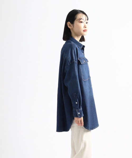 Healthy denim（ヘルシーデニム）の「【 Healthy Denim  /  ヘルシーデニム  】ビッグシャツジャケット　Almond　HL68620-ed/em（シャツ/ブラウス・レディース・ネイビー/ブルー・0）」の9枚目の写真