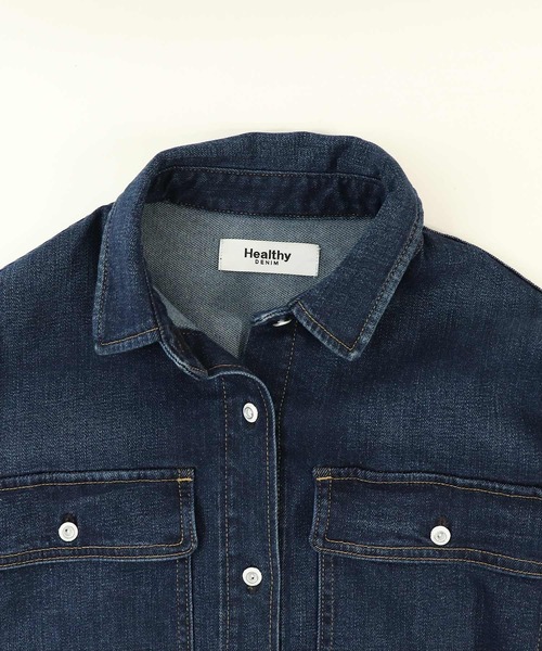 Healthy denim（ヘルシーデニム）の「【 Healthy Denim  /  ヘルシーデニム  】ビッグシャツジャケット　Almond　HL68620-ed/em（シャツ/ブラウス・レディース・ネイビー/ブルー・0）」の13枚目の写真