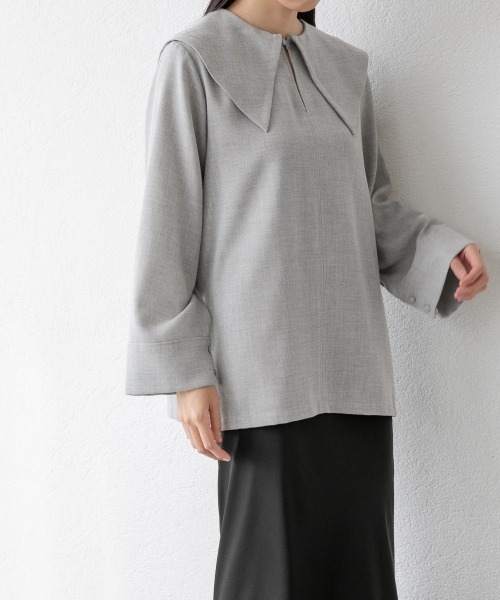 yuw(ユウ)の「2WAYセーラーブラウス 927796(シャツ/ブラウス・レディース・ネイビー/グレー/ブルー・FREE)」の1枚目の写真