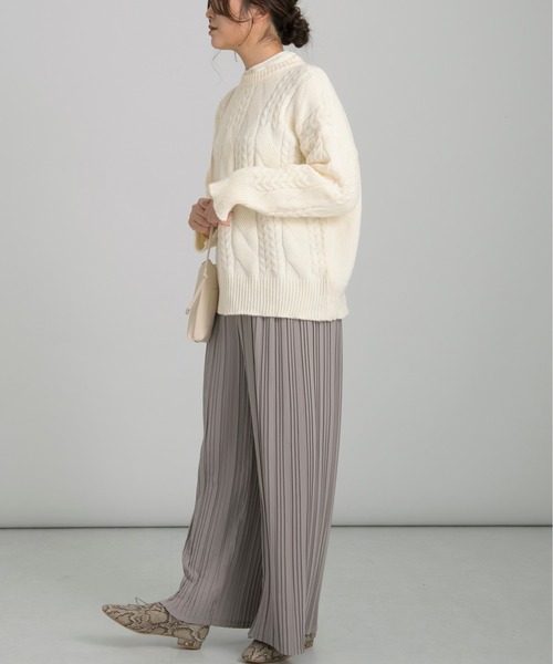 Ambre Neige(アンブルネージュ)の「ランダムケーブルニット/【WEB/EC限定商品】(ニット/セーター・レディース・オフホワイト/ピンク/ライトグリーン・FREE)」の10枚目の写真