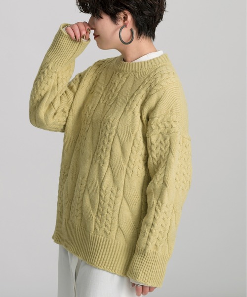 Ambre Neige(アンブルネージュ)の「ランダムケーブルニット/【WEB/EC限定商品】(ニット/セーター・レディース・オフホワイト/ピンク/ライトグリーン・FREE)」の22枚目の写真