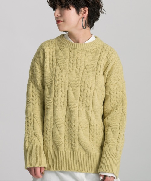 Ambre Neige(アンブルネージュ)の「ランダムケーブルニット/【WEB/EC限定商品】(ニット/セーター・レディース・オフホワイト/ピンク/ライトグリーン・FREE)」の12枚目の写真