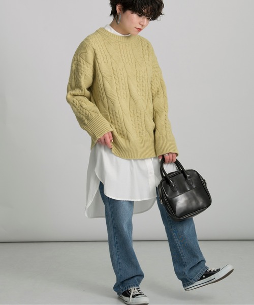 Ambre Neige(アンブルネージュ)の「ランダムケーブルニット/【WEB/EC限定商品】(ニット/セーター・レディース・オフホワイト/ピンク/ライトグリーン・FREE)」の8枚目の写真