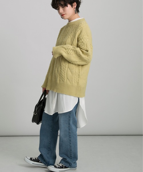 Ambre Neige(アンブルネージュ)の「ランダムケーブルニット/【WEB/EC限定商品】(ニット/セーター・レディース・オフホワイト/ピンク/ライトグリーン・FREE)」の20枚目の写真