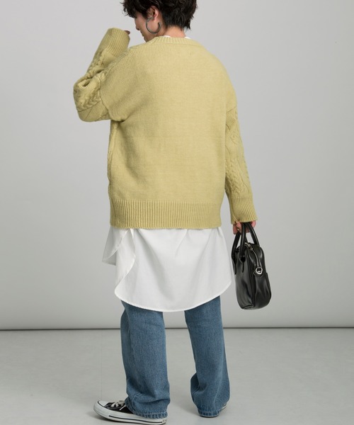 Ambre Neige(アンブルネージュ)の「ランダムケーブルニット/【WEB/EC限定商品】(ニット/セーター・レディース・オフホワイト/ピンク/ライトグリーン・FREE)」の11枚目の写真