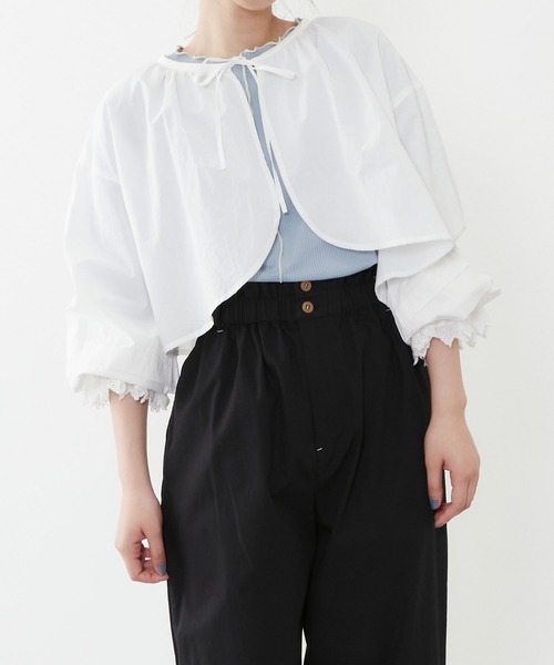 POU DOU DOU（プードゥドゥ）の「ボレロブラウス（シャツ/ブラウス・レディース・ブラック/ベージュ/オフホワイト・3）」の6枚目の写真
