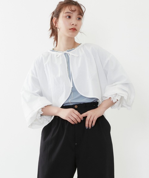 POU DOU DOU（プードゥドゥ）の「ボレロブラウス（シャツ/ブラウス・レディース・ブラック/ベージュ/オフホワイト・3）」の7枚目の写真