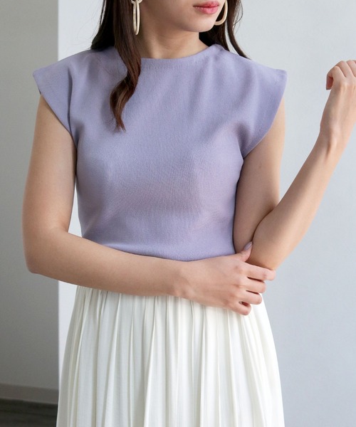 cheriella(シェリエラ)の「【cheriella】フレンチスリーブウエストリブダンボールニット(ニット/セーター・レディース・ホワイト/ブラック/ネイビー/カーキ/ピンク/イエロー/ラベンダー・M)」の5枚目の写真