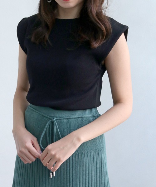 cheriella(シェリエラ)の「【cheriella】フレンチスリーブウエストリブダンボールニット(ニット/セーター・レディース・ホワイト/ブラック/ネイビー/カーキ/ピンク/イエロー/ラベンダー・M)」の1枚目の写真