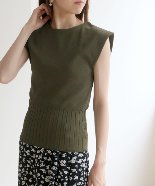 cheriella(シェリエラ)の「【cheriella】フレンチスリーブウエストリブダンボールニット(ニット/セーター・レディース・ホワイト/ブラック/ネイビー/カーキ/ピンク/イエロー/ラベンダー・M)」の22枚目の写真
