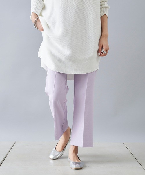 DouDou（ドゥドゥ）の「【新色追加】ストレッチ9丈センプレパンツ（その他パンツ・レディース・オフホワイト/カーキ/イエロー/ブラック/パープル・36/38）」の4枚目の写真