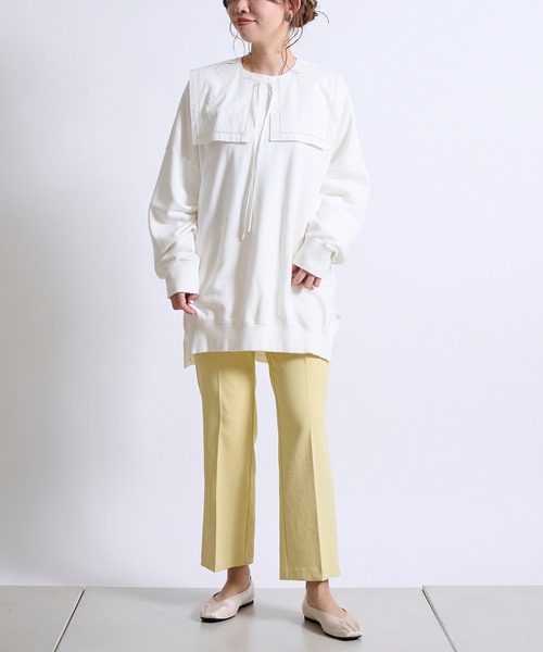 DouDou（ドゥドゥ）の「【新色追加】ストレッチ9丈センプレパンツ（その他パンツ・レディース・オフホワイト/カーキ/イエロー/ブラック/パープル・36/38）」の8枚目の写真