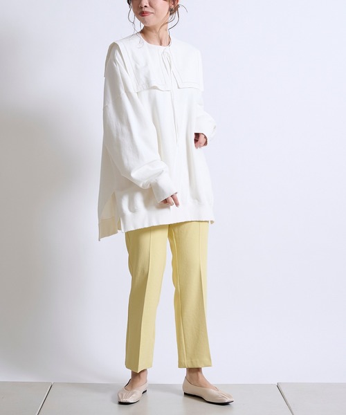 DouDou（ドゥドゥ）の「【新色追加】ストレッチ9丈センプレパンツ（その他パンツ・レディース・オフホワイト/カーキ/イエロー/ブラック/パープル・36/38）」の7枚目の写真