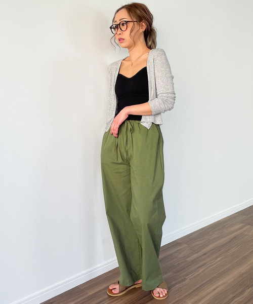 JUNOAH(ジュノア)の「リネンタッチリラックスワイドパンツ(その他パンツ・レディース・ホワイト/ブラック/ネイビー/グリーン/ダークベージュ/グレー/ブルーグリーン/ベージュ/オレンジ・MEDIUM/LARGE)」の21枚目の写真