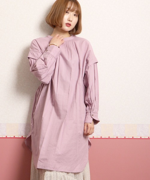 nougatine（ヌガティーヌ）の「【nougatine】ソフトコットンツイル袖ボリュームブラウス（シャツ/ブラウス・レディース・グレー/オフホワイト/ラベンダー・FREE）」の3枚目の写真